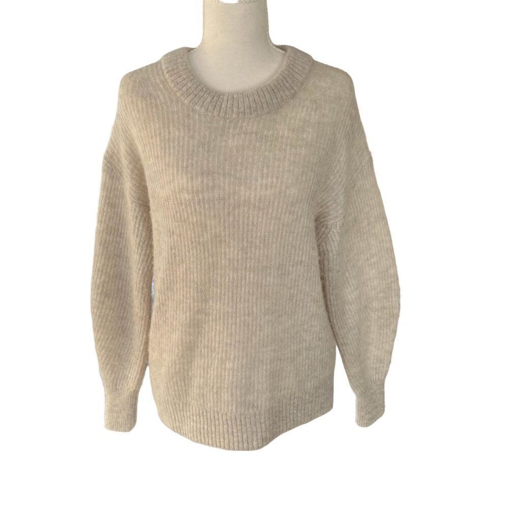Everlane The Alpaca Ribbed Crewneck Sweater in Oatmeal Heather Size Medium